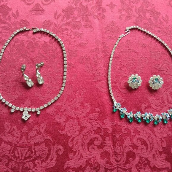 Vintage Rhinestone and Crystal Necklace and Earring Sets (2) - Picture 3 of 12